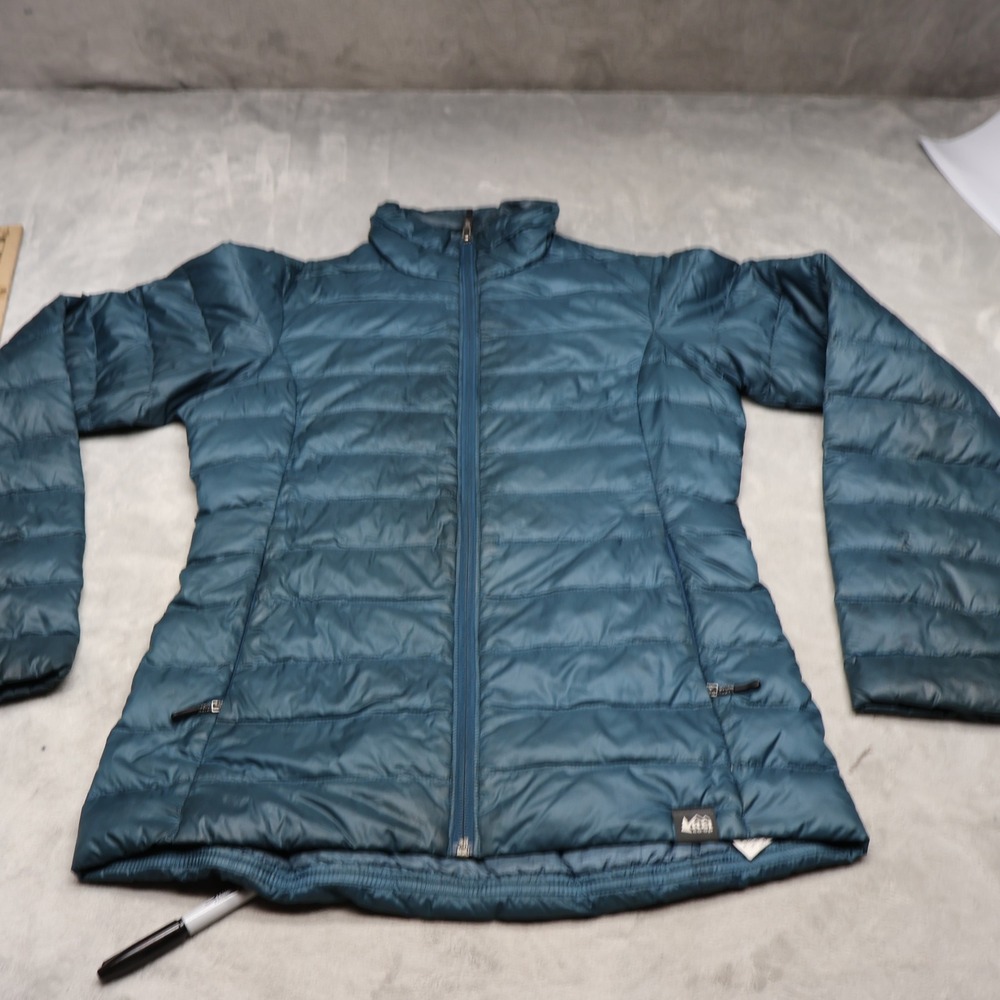 REI‎ Coop Down Jacket Womens XS Sea Blue Zip Insulated Light Pack Quilted Puffer